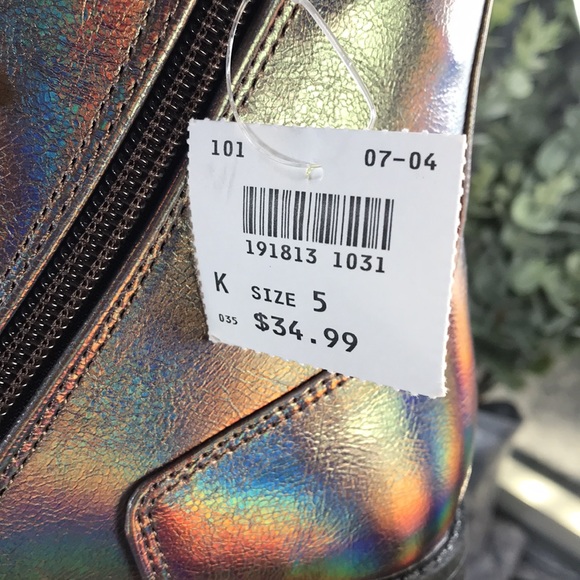 Brash Jet Fashion Lug Boots Iridescent Bronze Zip & Laces Combo Girls 5 NWT&NIB - Picture 6 of 10